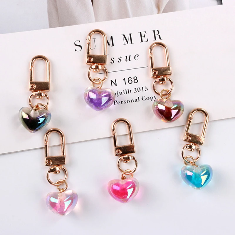 

Shiny Heart Pendant Keychain Women Girl Korean Style Fashion Bag Charms Keyring Love Dangle Girlfriend Trinket Key Chains Gift