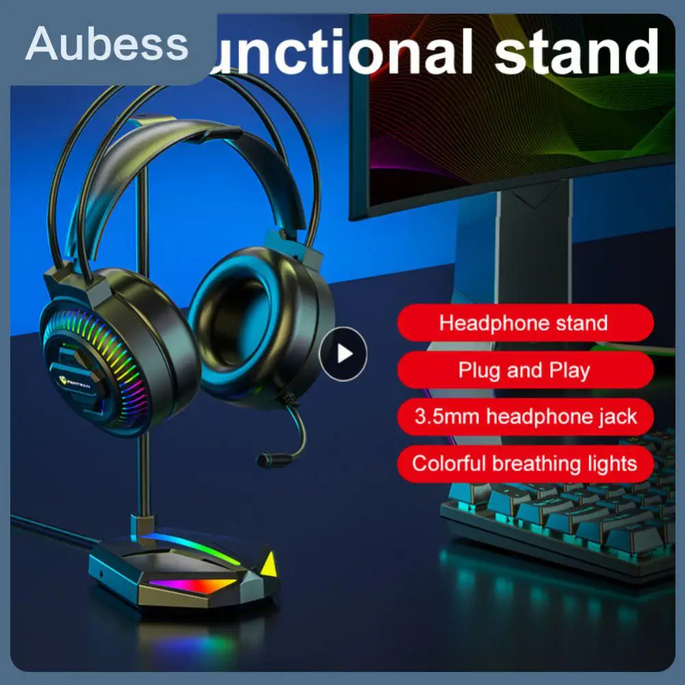 

Rgb Luminous Gaming Headset Hook Aluminum Alloy Base Rgb Headphone Stand Pc Gamer Accessories Headphone Hook For Ps5
