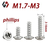 304 stainless steel phillips round head with cushion flat tail self tapping screws m2m3m4 drywall furniture motherboard fittings