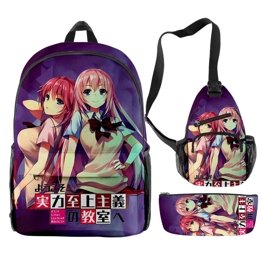 

Classroom of the Elite Anime 2023 New Backpacks 3 Pieces Sets Zipper Daypack Unisex Traval Bag Student School Bag