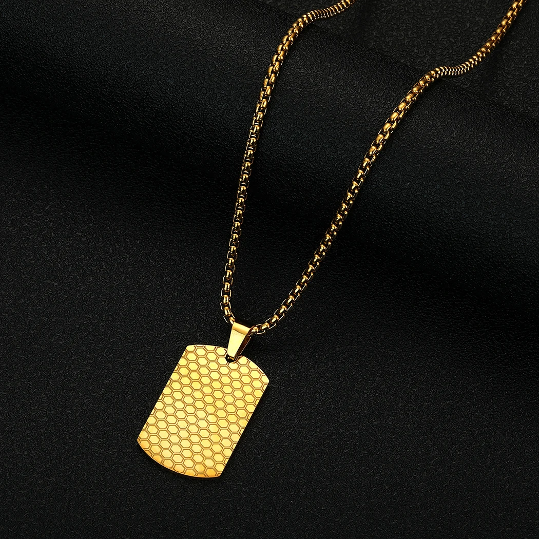 

Chandler Stainless Steel Engraved Bee Hexagon Necklace Bee Hive Pattern Pendant Honey Bee Dainty Charm For Women