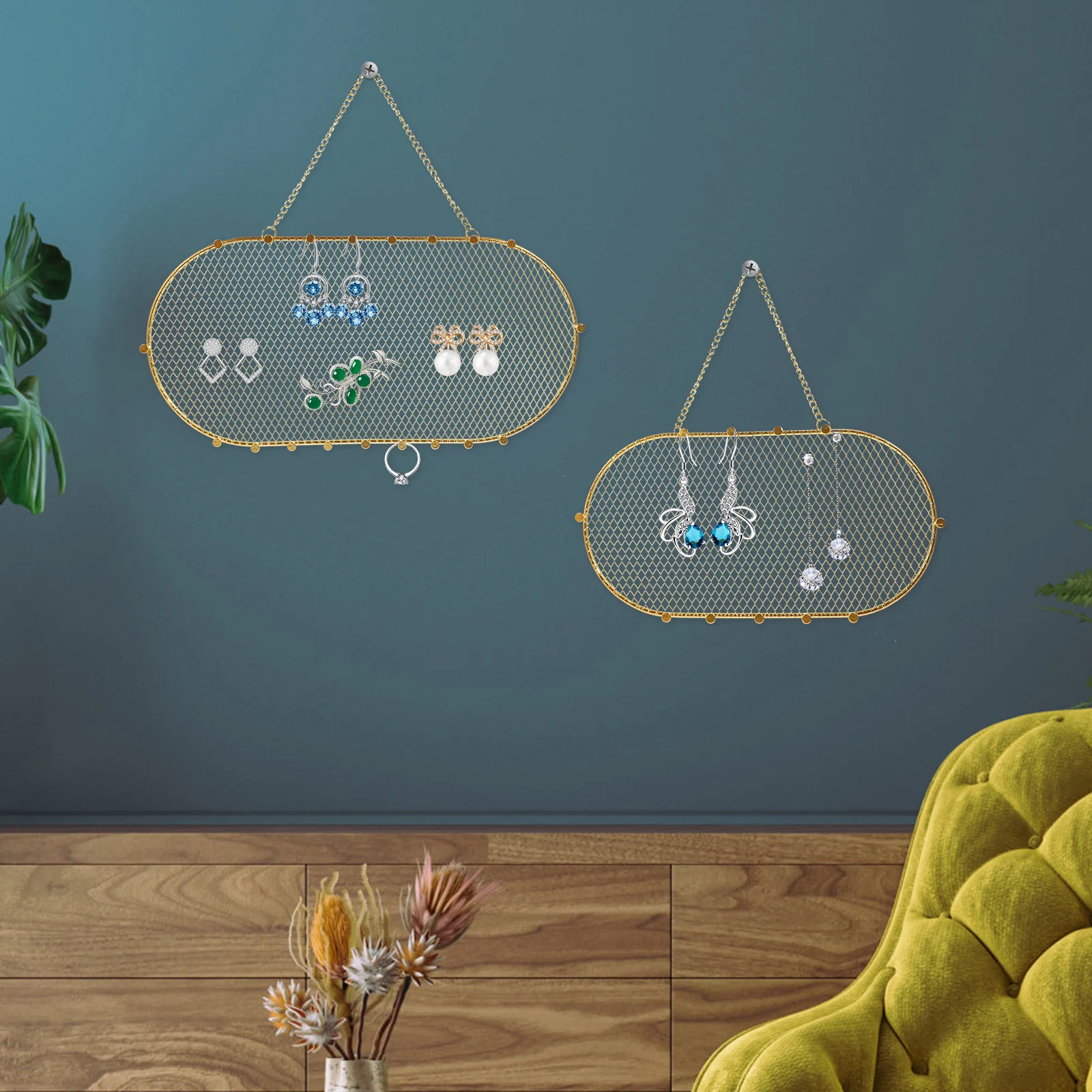 Jewelry Organizer Earring Rack Wall Display Holder Necklace Storage Stand Hanging Holders Dangle Stud Hanger Mesh Racks Eariron