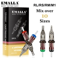 emalla tattoo needles 80602010pcs mix sizes cartridges rl rs rm m1 disposable sterilized safety makeup needle tattoo supply