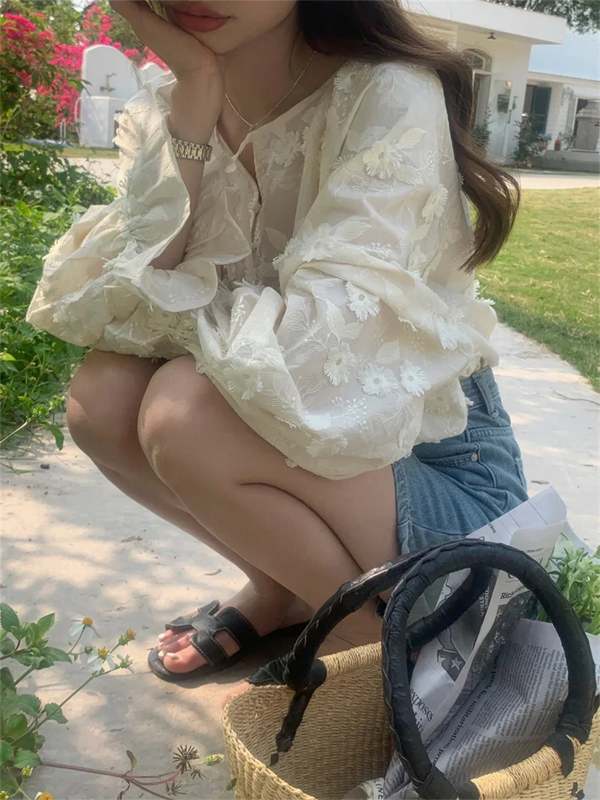 Рубашка Alien Kitty Женская с V-образным вырезом шикарный Свободный Топ вышивкой и