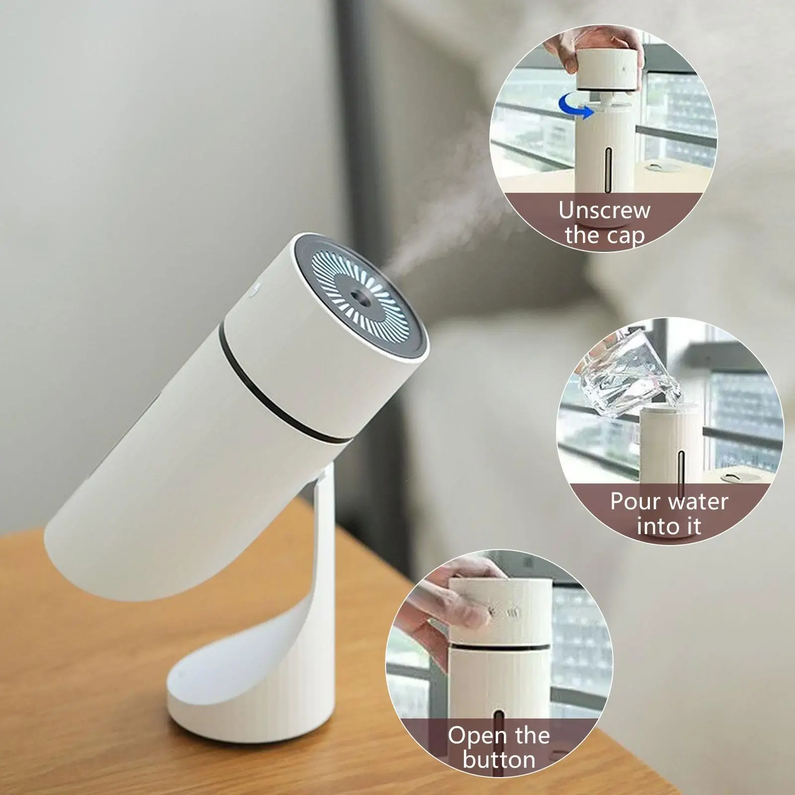 

90 Degree Rotate Mini Air Humidifier Portable Ultrasonic USB Battery Rechargeable Car Mist Maker Humidifiers With Light