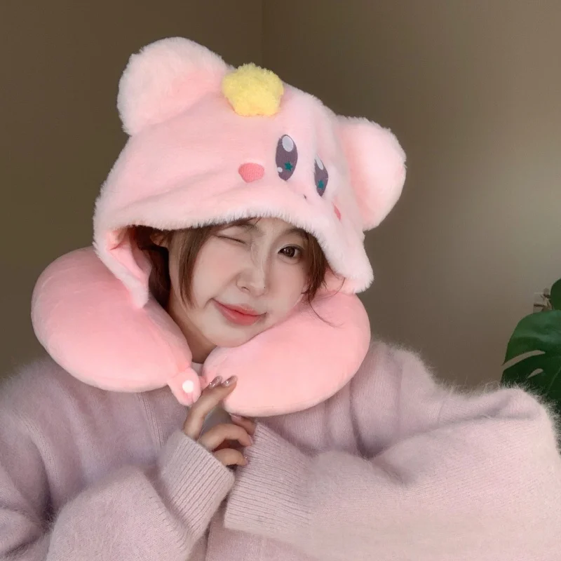 Miniso плюшевый Кирби U-образная Шейная Подушка с капюшоном Kirby Удобная