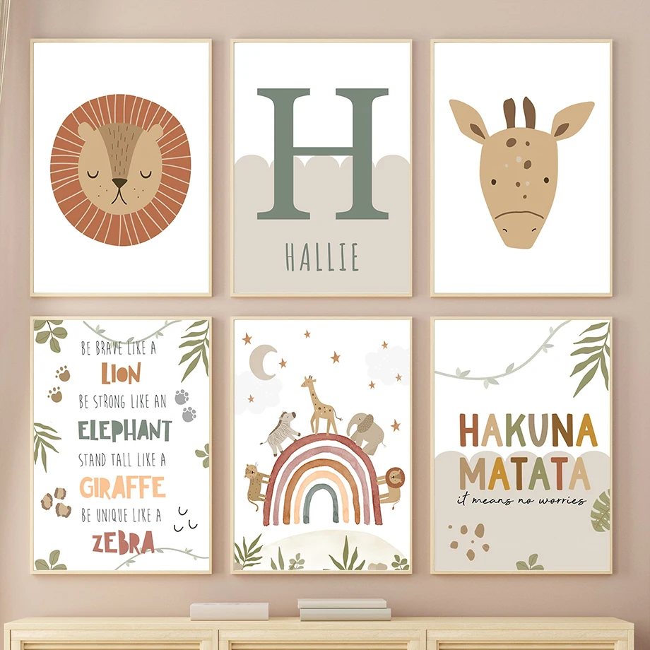 

Lion Elephant Giraffe Rainbow Quote Nursery Wall Art Nordic Posters And PrintsCanvas Painting Wall Picture Baby Kids Room Decor