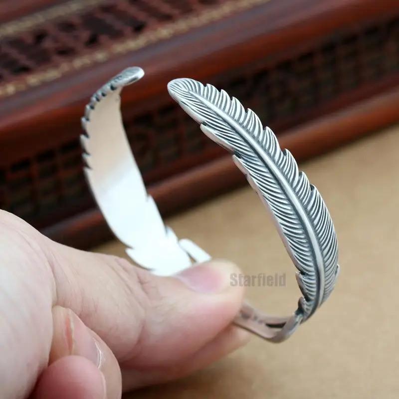 

Starfield S925 Sterling Silver Jewelry Vintage Thai Silver Takahashi Goro Feather Flying Wing Lady Open Ended Bangle