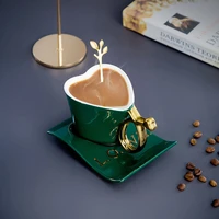 european luxury heart shaped ceramic mug coffee mug high end cup and saucer set creative lovers cup bone china tea set
