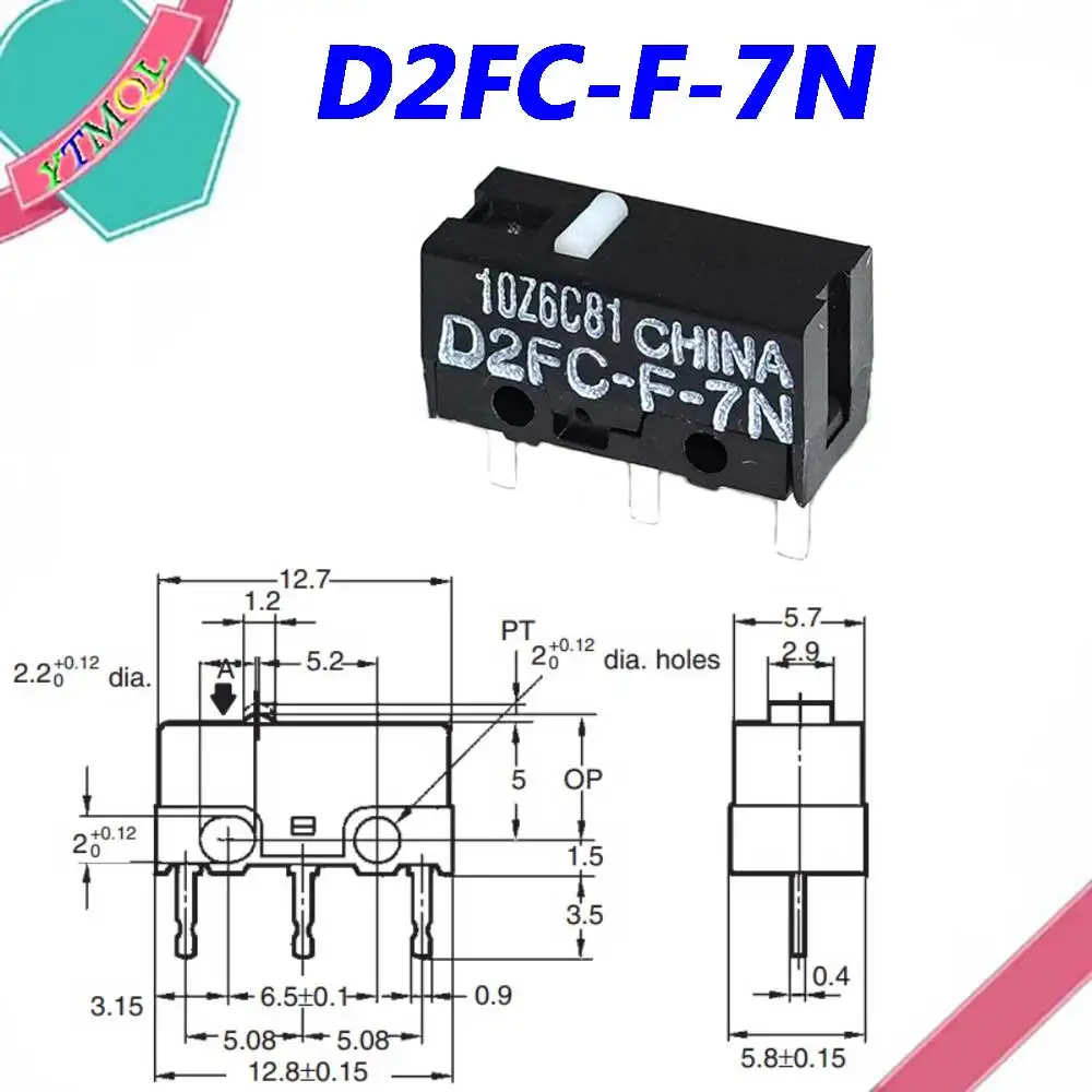 

10Pcs Mouse Micro Switch D2FC-F-7N Mouse Button Fretting D2FC-E-7N D2FC
