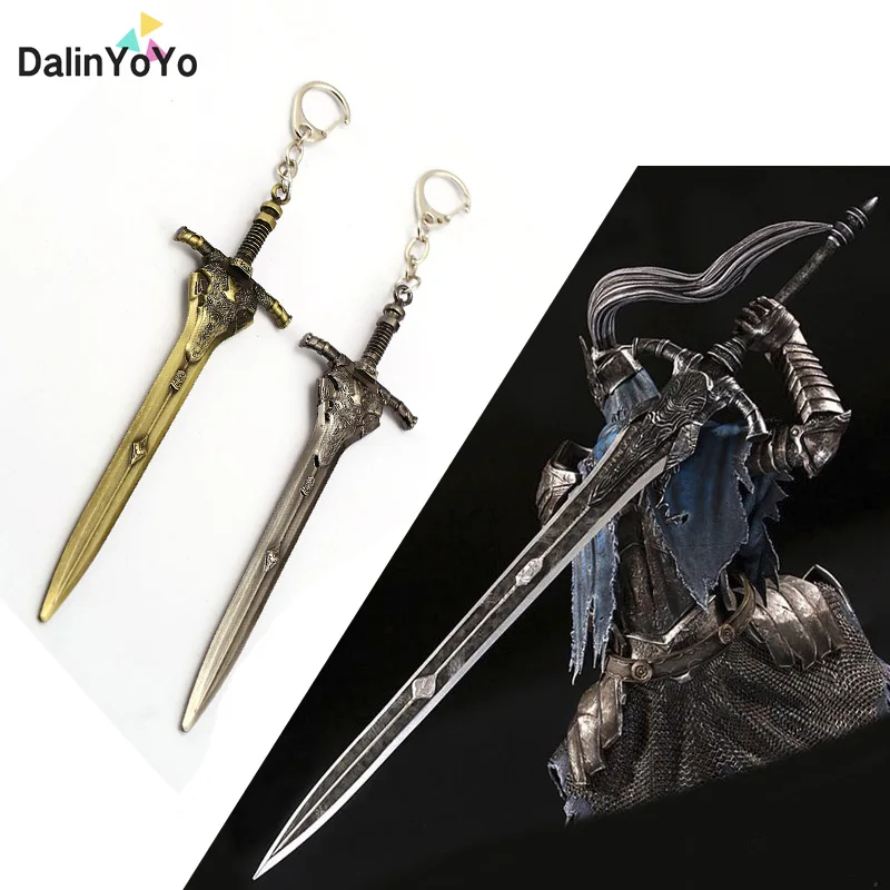 

Game Dark Souls 3 Artorias Sword Keychain Abyss Walker Knights Logo Metal Keyring Men Car Women Bag Accessories Jewelry Gift