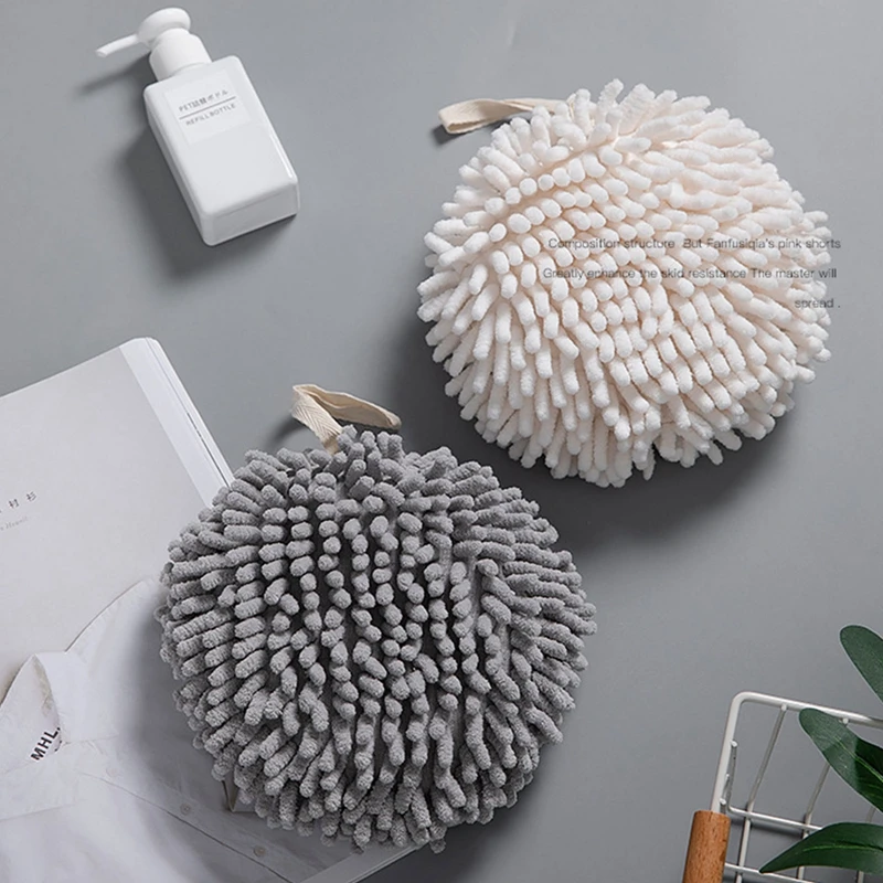 

Spherical Towel With Hanging Hand Kitchen Bathroom Accessories Soft Plush Hand Towel Quick-Drying Towel Hands Wipe Ball Towels