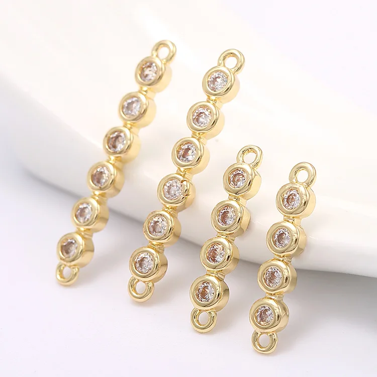 

4PCS 14K Gold Color Brass and Zircon Pea Shape Charms 2 Holes Pendants Jewelry Making Supplies Diy Findings Accessories