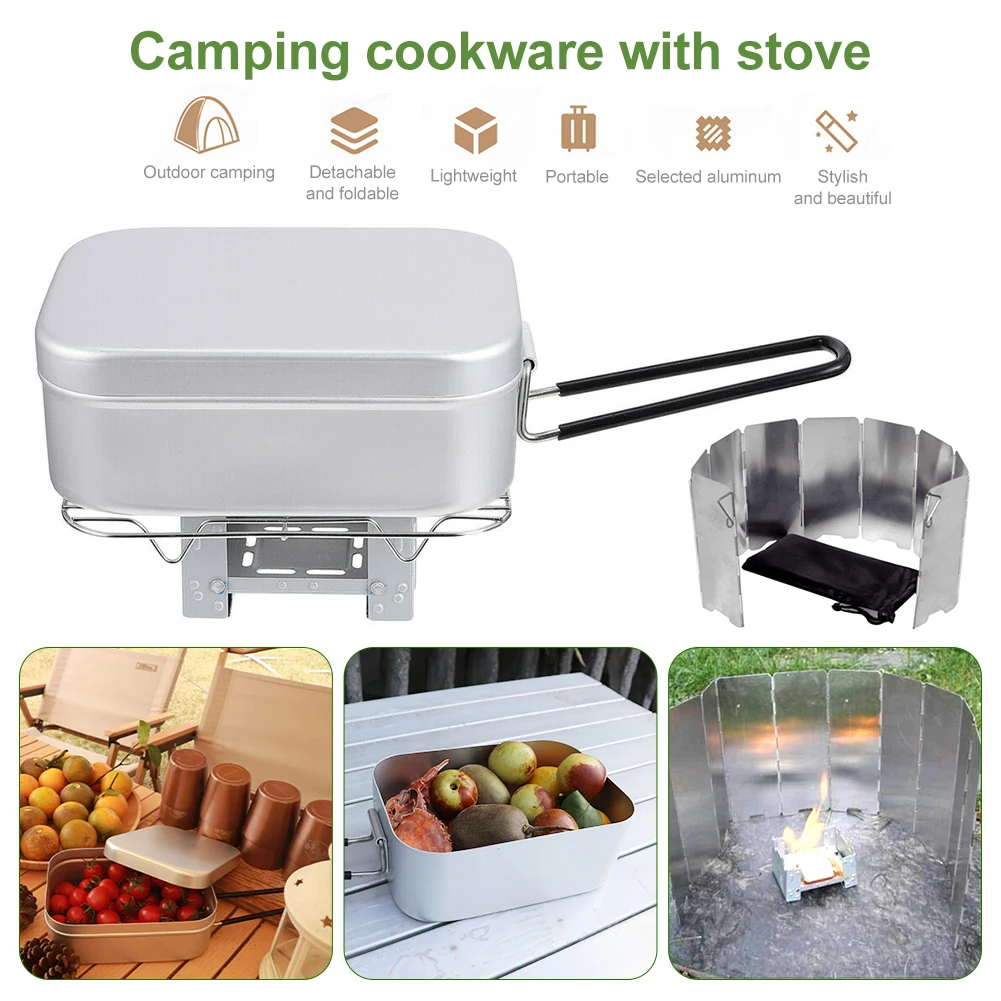 

750ml Aluminum Alloy Lunch Box Picnic Box Ourdoor Hiking Camping Food Containe Breafast Storage Dinnerware Dinner Pail Travel