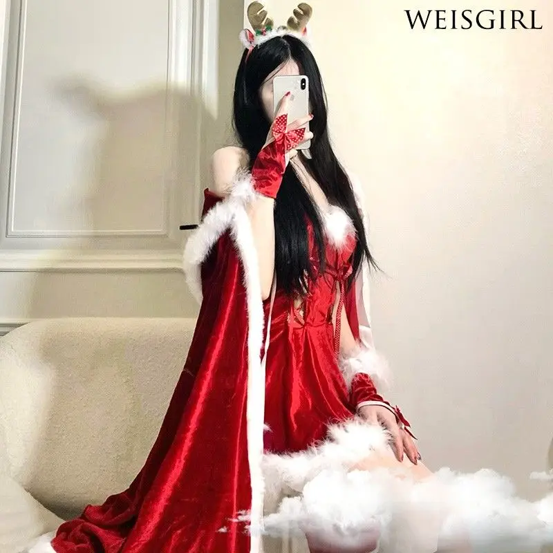 Рождественское платье розовая юбка Deerlet женское костюм розовое Desire Uniform Cos