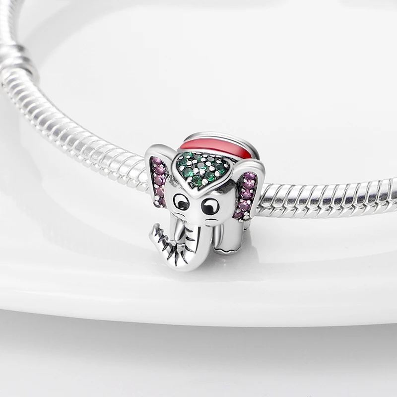 

Hot Sale Beaded Cute Elephant Charm Suitable For Pandora Bracelet Charm Beads Ladies Exquisite DIY Jewelry Hot