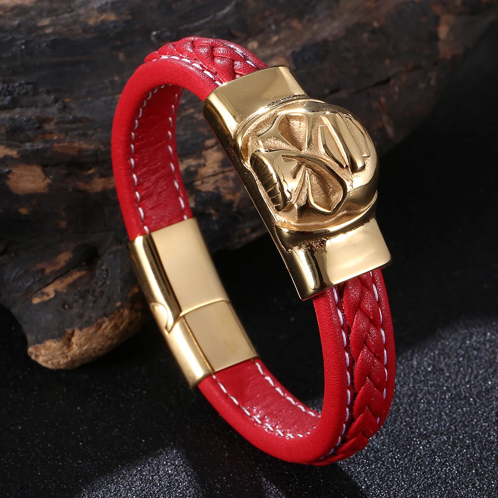 

Мужские Плетеные Кожаные браслеты в стиле панк из нержавеющей стали