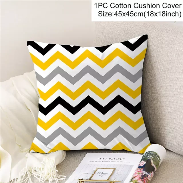 

Frigg Yellow Black Geometric Pattern Square Cushion Cover Pillow Case Polyester Throw Pillows Cushions For Home Decor 45x45cm