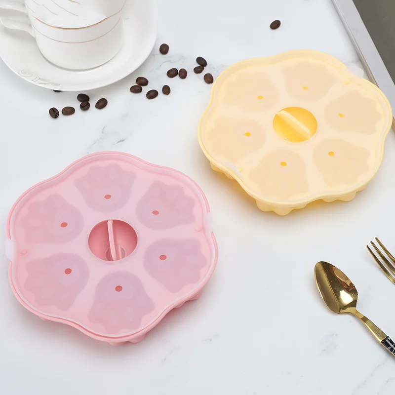 

New Silicone Steamed Cake Mold Food Grade Baby Steamed Cake Rice Cake Jelly Pudding Baby Food Supplement Tool Cat Claw With Lid