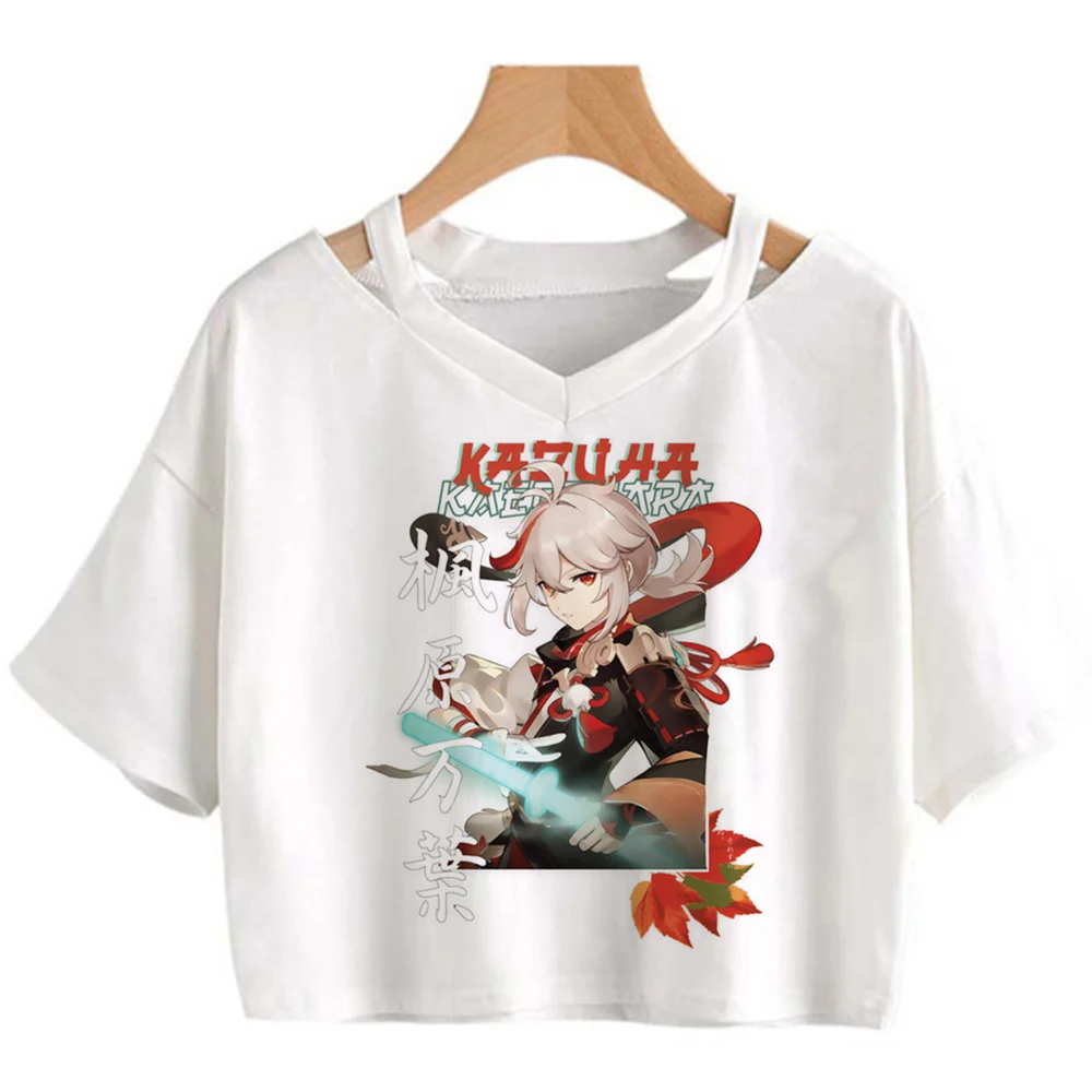 

УКОРОЧЕННЫЙ ТОП Genshin Impact, майка в стиле кибер y2k yk2, графический укороченный топ для девушек в стиле Харадзюку, винтажный эстетический укороч...