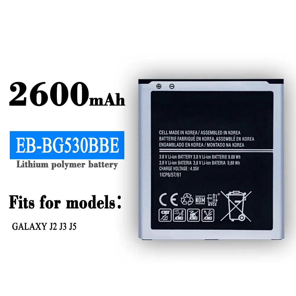 

EB-BG530BBE NEW 2600mAh Battery For Samsung Galaxy Grand Prime G530 G530F G5308W G531 G531f G531h J2 J3 J5 Internal Batteries