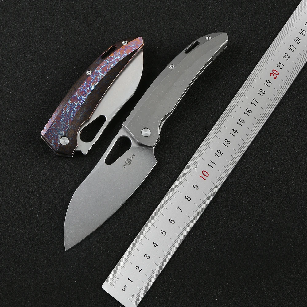 Складной нож TWO SUN TS376, тактический клинок 14C28N с рукояткой из титанового сплава, для повседневного использования, выживания, кемпинга