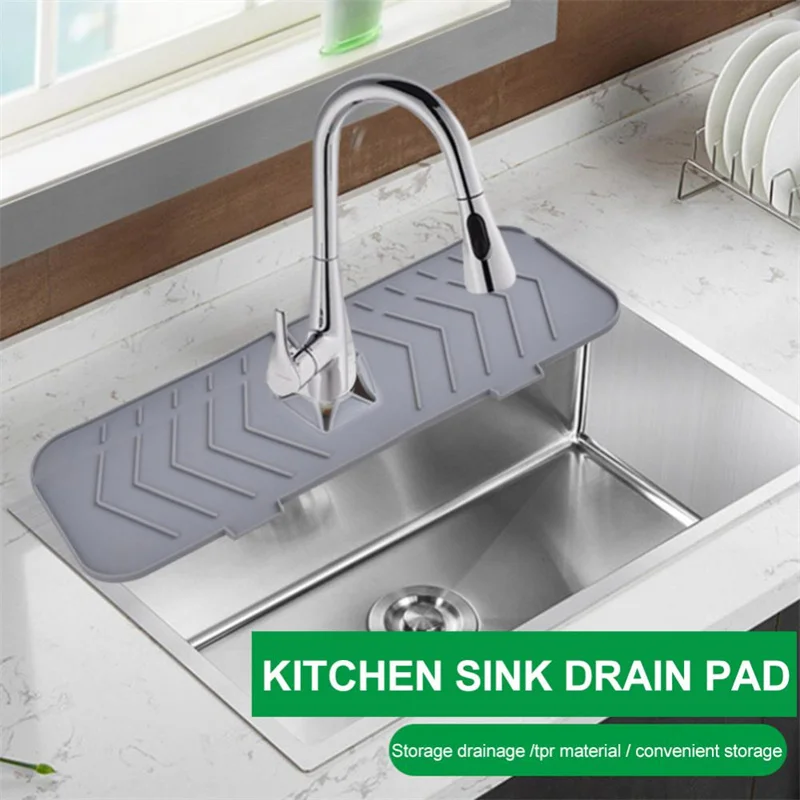 

Home Kitchen Sink Faucet Anti-splash Water Soft Rubber Pad Bathroom Faucet Foldable Drainage Pads Sink Drying Water Guide Pad