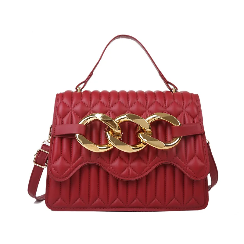 

2022 New Women Sexy Big Chain Flap Bags with Striped Plaid Pattern 23*17*7 CM Female Girls Handbag and Shoulder Bags Crossbody