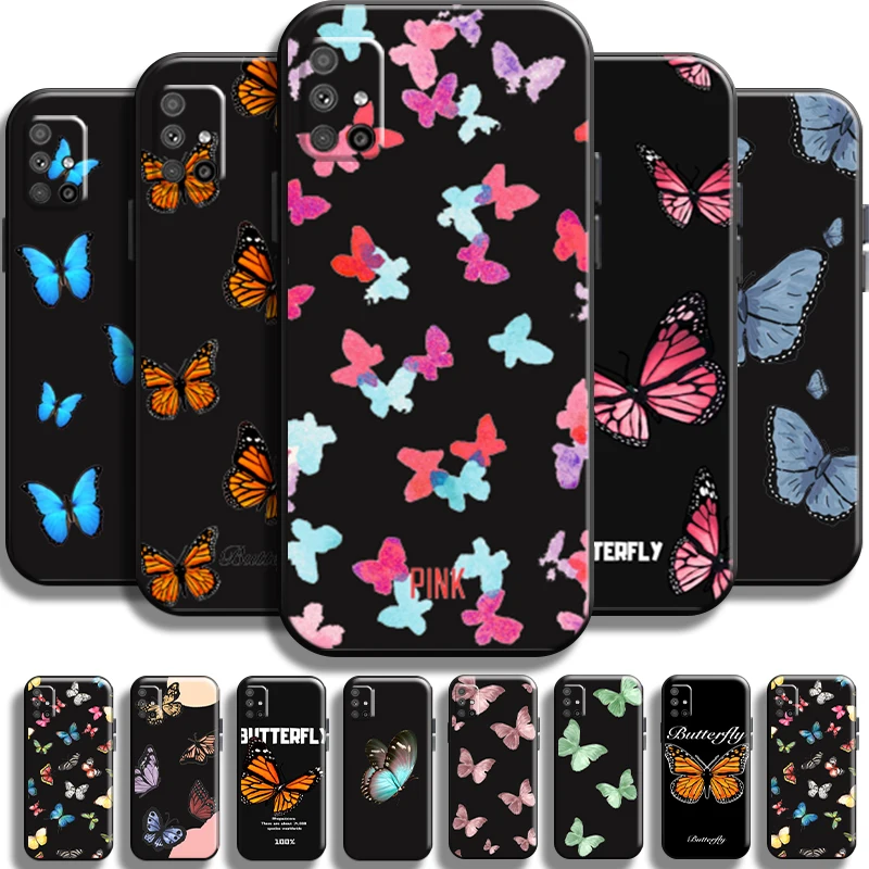 

Pretty Butterfly For Samsung Galaxy M51 Phone Case TPU Full Protection Back Coque Cover Cases Liquid Silicon Shell Funda