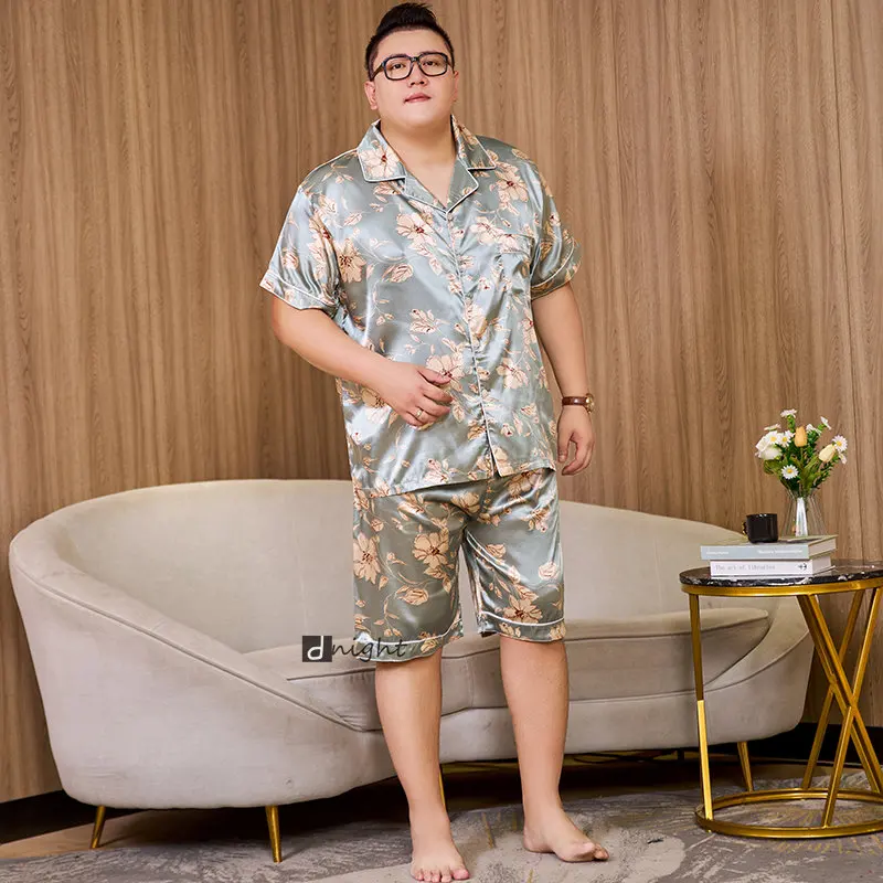 Summer Mens Pajamas set Short Tops Short Pants Sets Pyjamas Stripe Men Sleepwear Pijamas Homewear Large Size 7XL Sleepwear