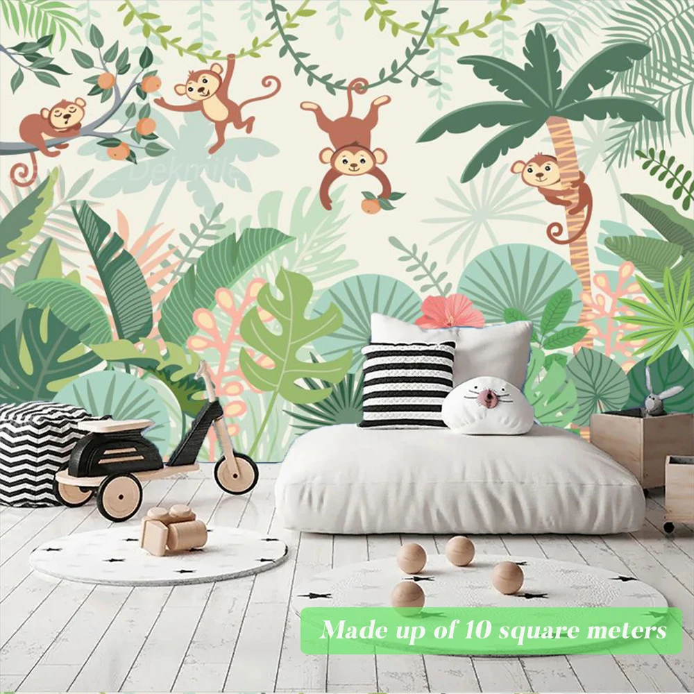 Фотообои с изображением обезьяны джунглей для детской комнаты украшение милые