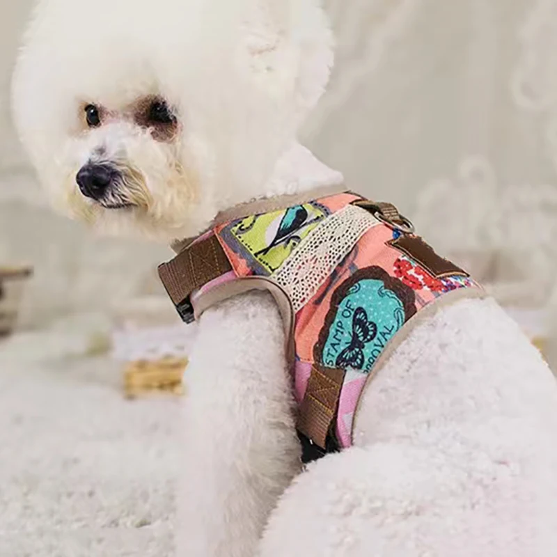 

Dog Harness With Leash Dog Collar Adjustable Vest Walking Soft Breathable Collar Pet Accessories For Small Medidum Large Pets