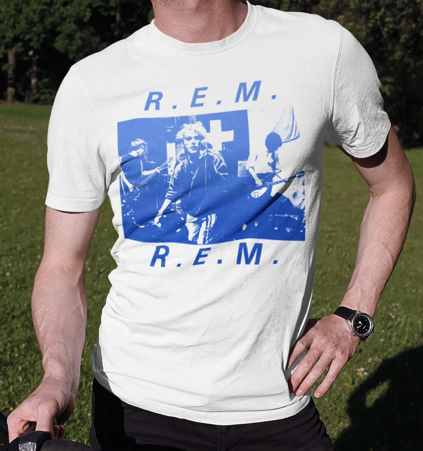 R E M 1981 Афины Ga Винтажная Футболка Handbill