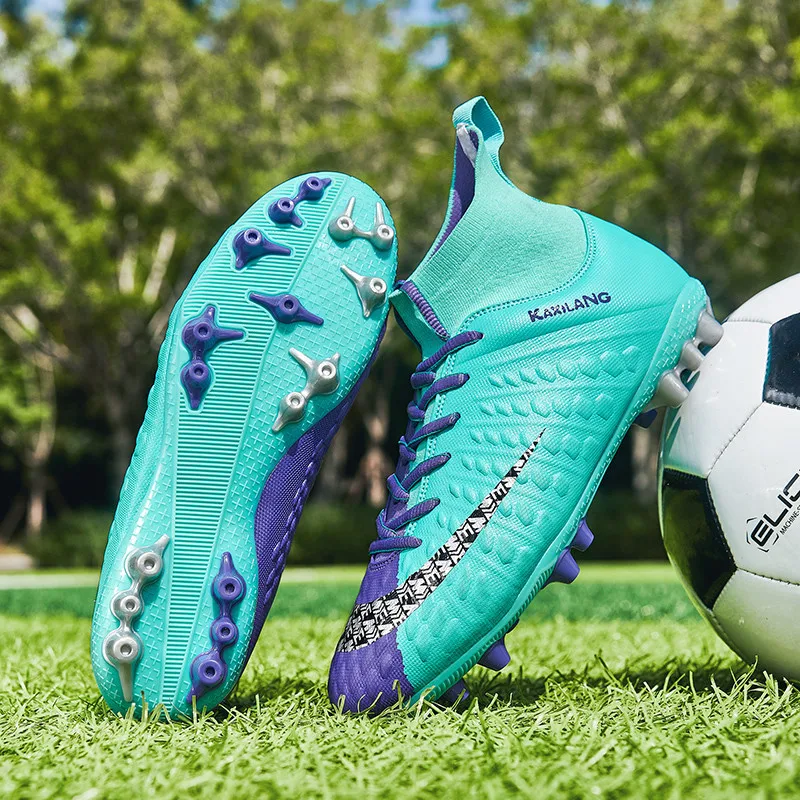 High Quality Yellow Unisex Professional Football Boots for Men Non-Slip FG/TF Soccer Shoes Kids Lace Up Fustal Training Sneaker