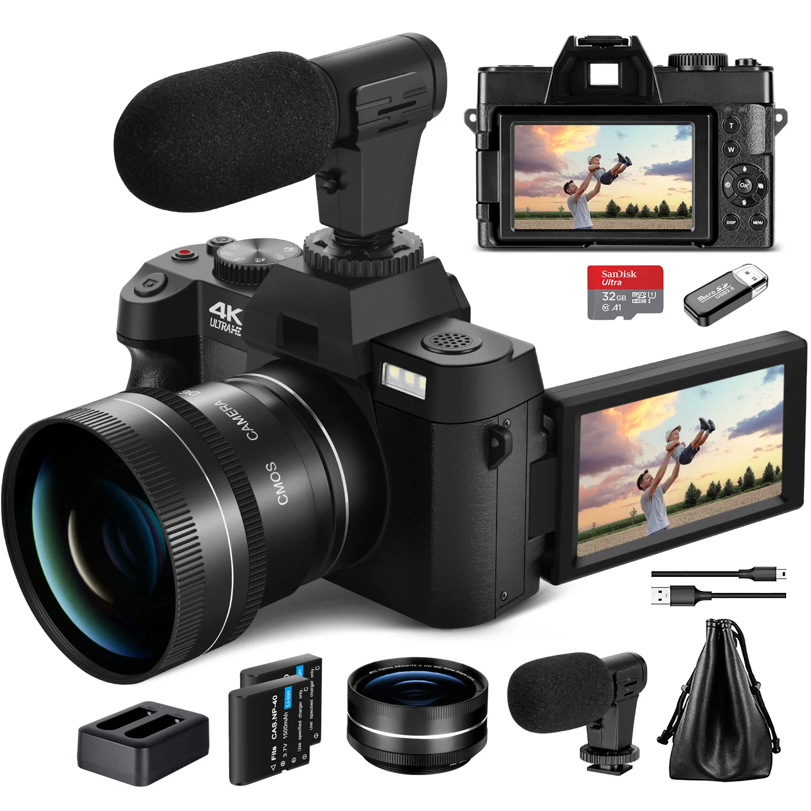 G-Anica, цифровая камера для фотосъемки и видео, 4K 48мп, видеокамера для YouTube с откидным экраном 180 °, 16-кратным цифровым зумом - купить по выгодной цене - Фотоаппараты и видеокамеры с Али