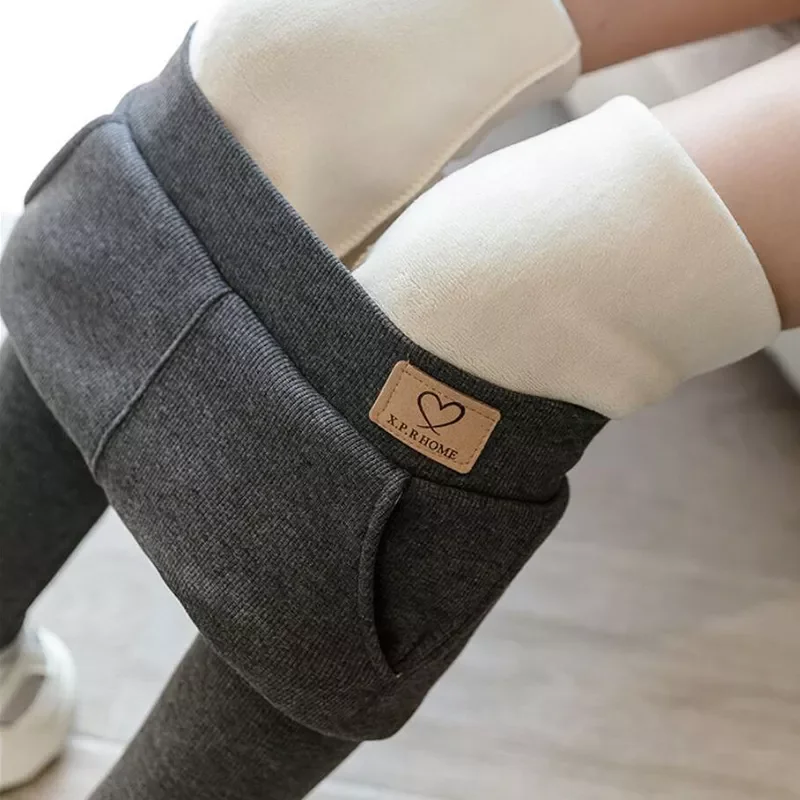 YSDNCHI Winter Leather Leggings Women Pants Elastic High Waist Warm Leggin Thick Velvet Pants Black Push Up