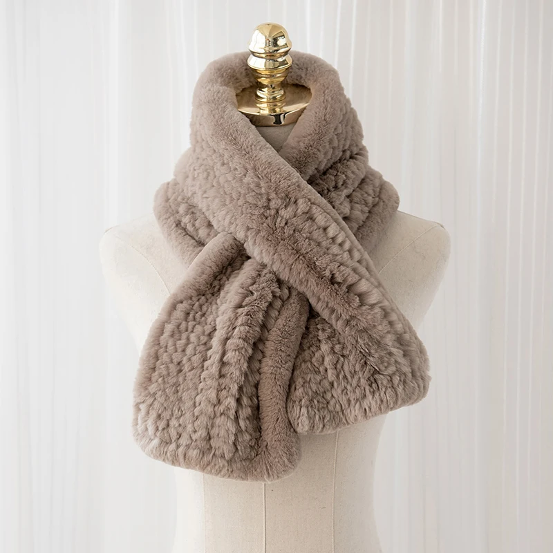 

Elegant Rabbit Fur Scarf Hand-Woven Rabbit Fur Scarf Winter Warm Scarf