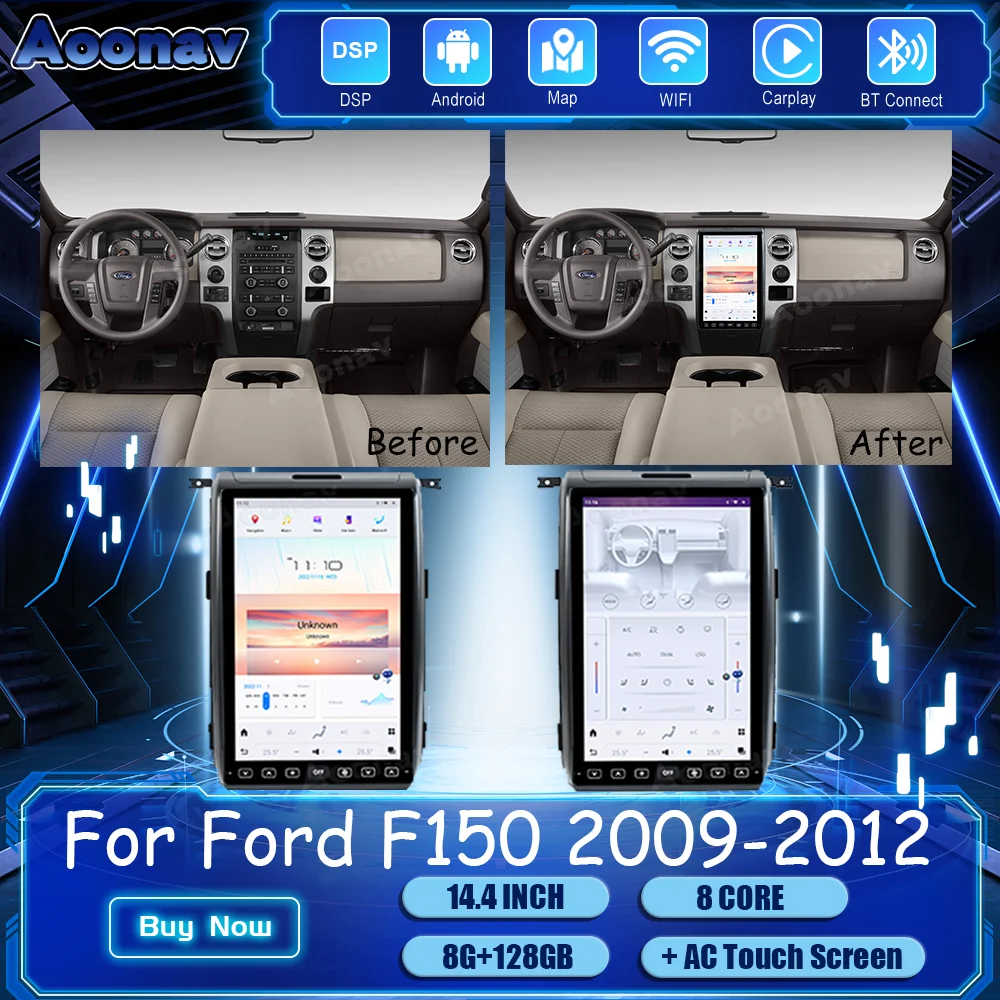 

Автомобильный радиоприемник 14,4 дюймов Android 11 для Ford F150 2009-2012 8 + 128 ГБ GPS-навигация мультимедийный видеоплеер Авторадио беспроводной Carplay