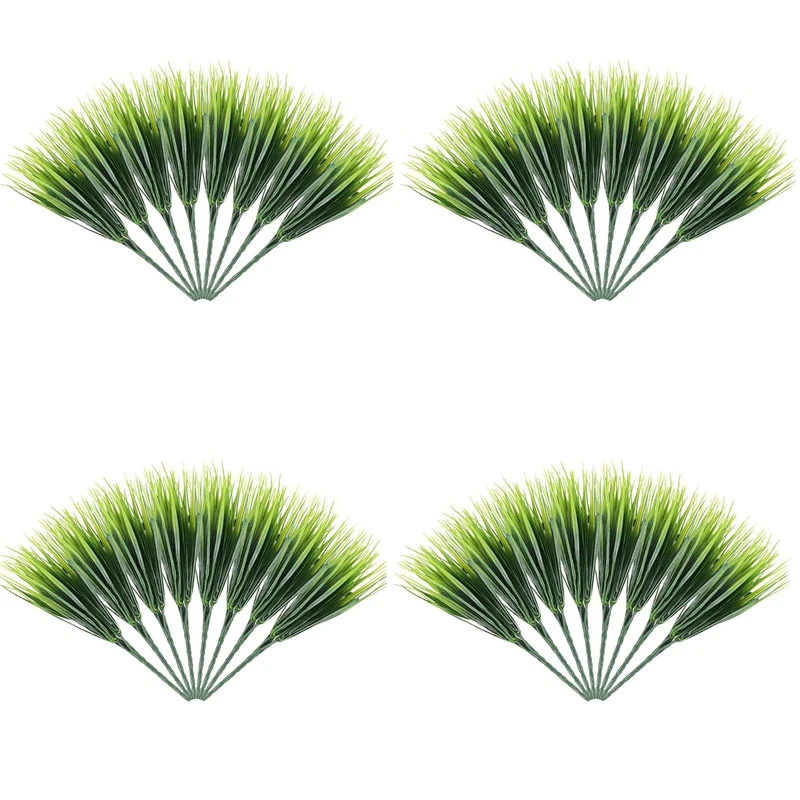

32 Pcs Artificial Outdoor Plants, Fake Plastic Greenery Shrubs Wheat Grass Outdoor Window Box Verandah Hanging Planter