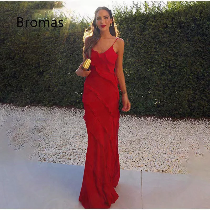 

Women Fashion Elegant Deep V Neck Maxi Dress Sexy Ruffles Backless Party Club Dresses 2023 Summer Women Beach Sling Dress