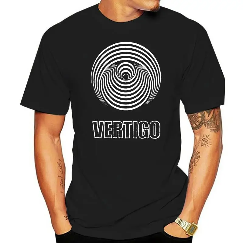 

Футболка мужская хлопковая с надписью VERTIGO SWIRL, модная рубашка с принтом рок Tribute, лето