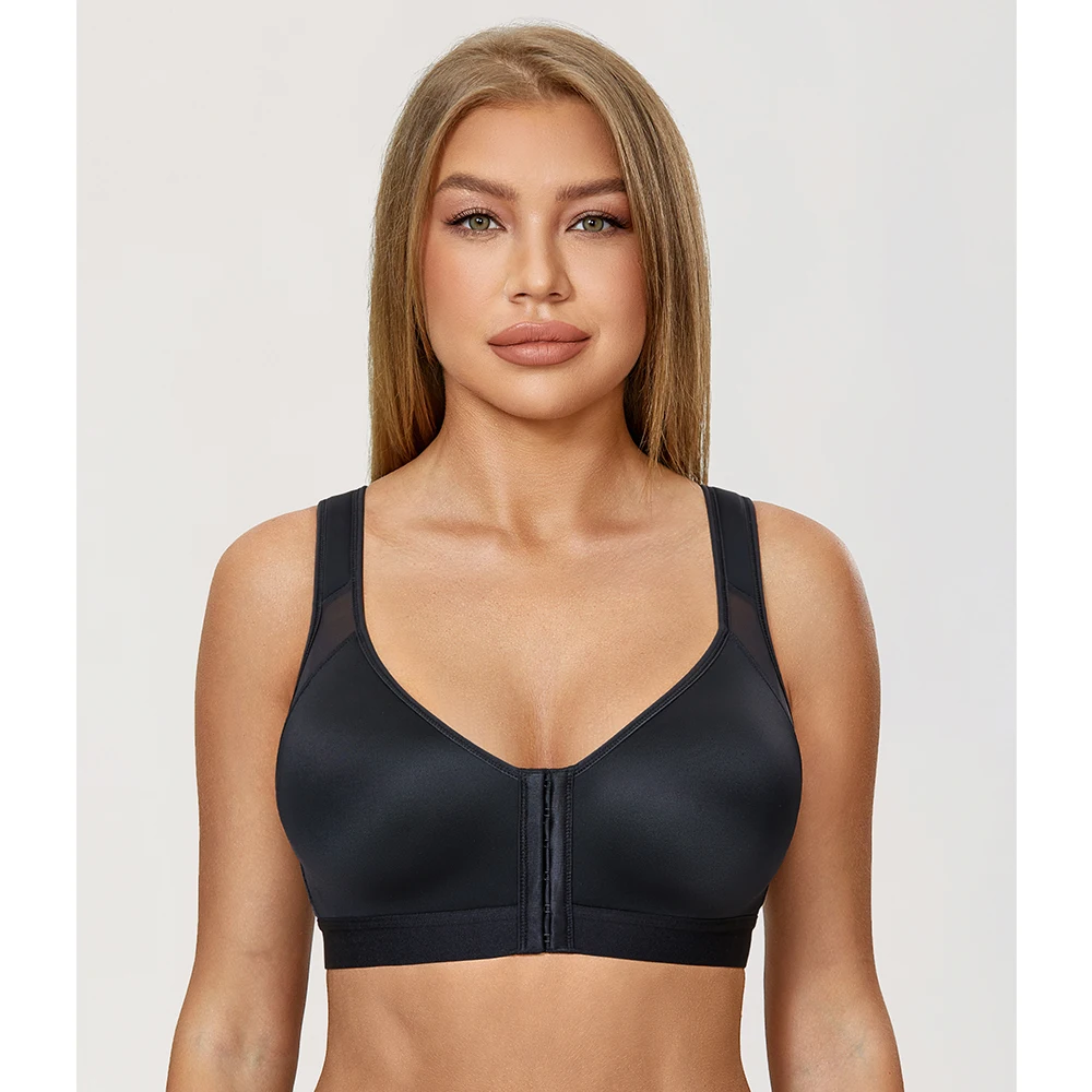 Full Coverage Front Closure Bra X Back Wire Free Back Support Posture Bra Plus Size Non-padded For Women Posture Corrector