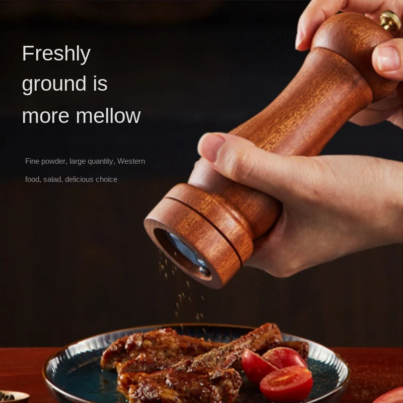 

Salt and Pepper Grinder Kitchen Solid Wood Spice Pepper Mill With Strong Adjustable Grinder Spice Garlic Grinder Pestle Shaker