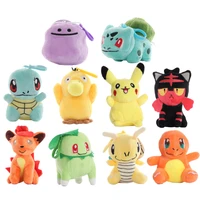 9 13cm pokemon pikachu plush doll stuffed toy school bag pendant car keychain ornaments charmander psyduck squirtle toy kid gift