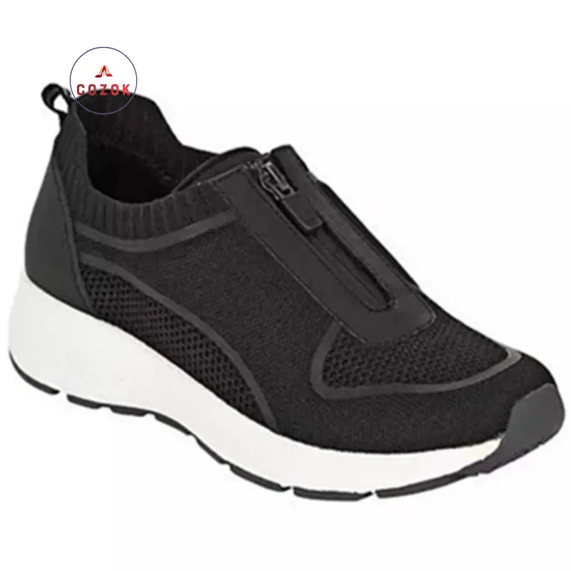 

Кроссовки женские на плоской подошве, Вулканизированная подошва, сетчатые дышащие, на молнии, Спортивная однотонная модная летняя обувь, Ле...