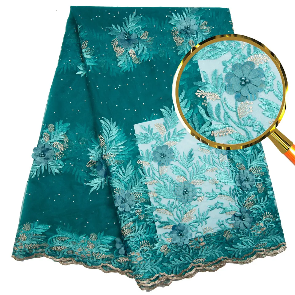 

2018 Nigerian High Quality Wedding Lace African Lace Fabric Dubai Bridal Tulle French Cord Lace Fabric for 5Yards ALC-ZJ112