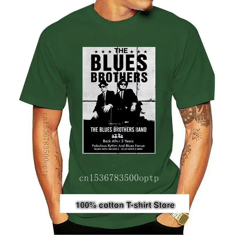 

Camiseta negra con póster de Blue Brothers para hombre, camisa con cuello redondo de verano con personalidad, a la moda, nueva