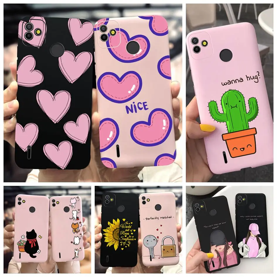 Чехол для Tecno Pop 5, милый противоударный чехол с сердечками для Tecno Pop 5, чехол Pop5, задняя крышка BD2 BD3 BD1 BD2p BD2d, розовый, черный чехол