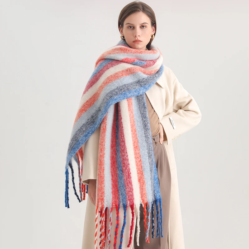 

New Warm Scarf Women Shawl Thick Blanket Lady Print Designer Pashmina Headscarf Poncho Cashmere Bufanda Female Echarpe 2023