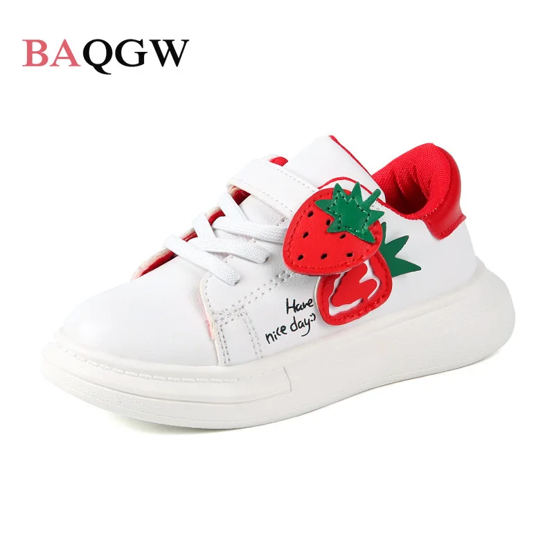 

Кеды Детские с клубничным узором, повседневные холщовые кроссовки с мягкой подошвой, плоская подошва, на липучке, белые, для школы, 2023